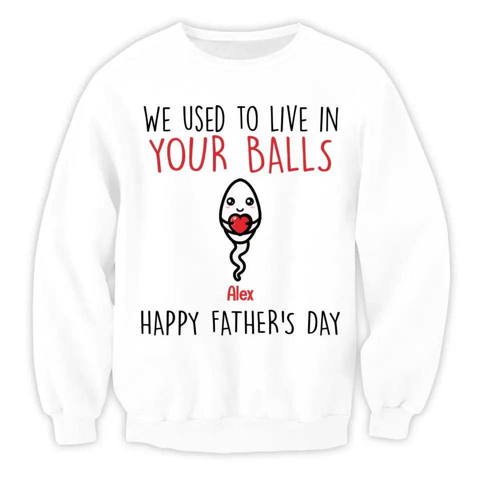 We Use To Live In Your Balls - Personalized T-Shirt, Gift For Father's Day