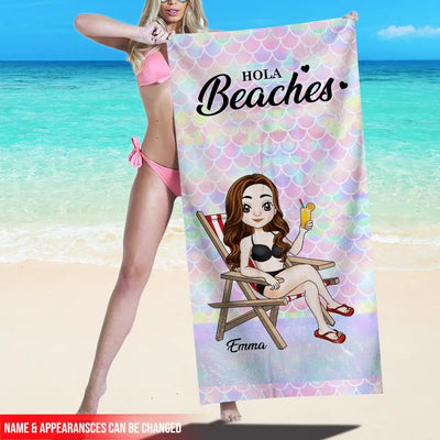 Just A Girl Who Loves Beaches - Personalized Beach Towel, Gift For Best Friends, BFF, Sisters