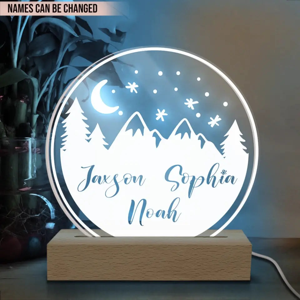 Mountain Night Lamp - Personalized Name Acrylic Night Lamp, Boy Gift, Girl Gift, Gift For Daughter/Son