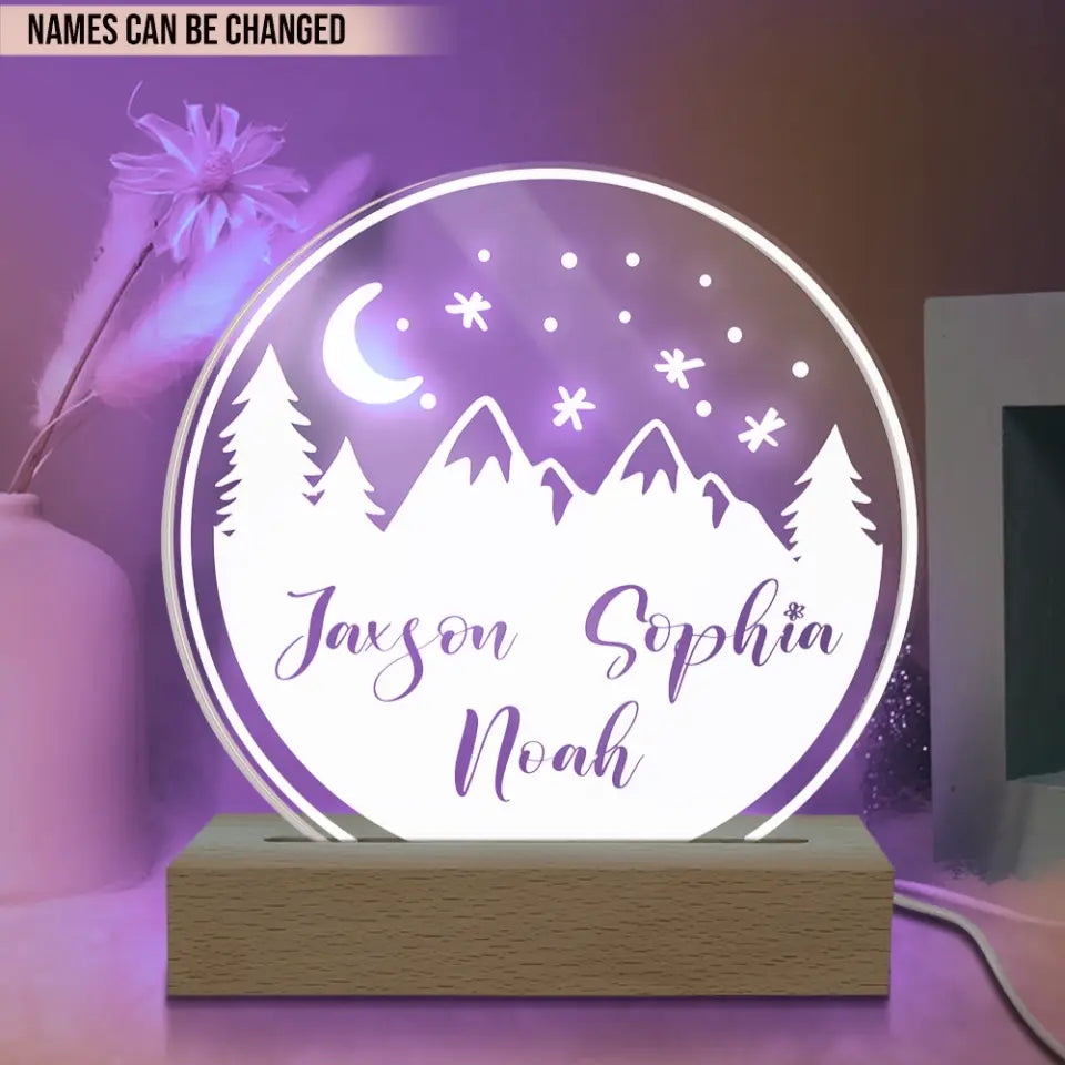 Mountain Night Lamp - Personalized Name Acrylic Night Lamp, Boy Gift, Girl Gift, Gift For Daughter/Son