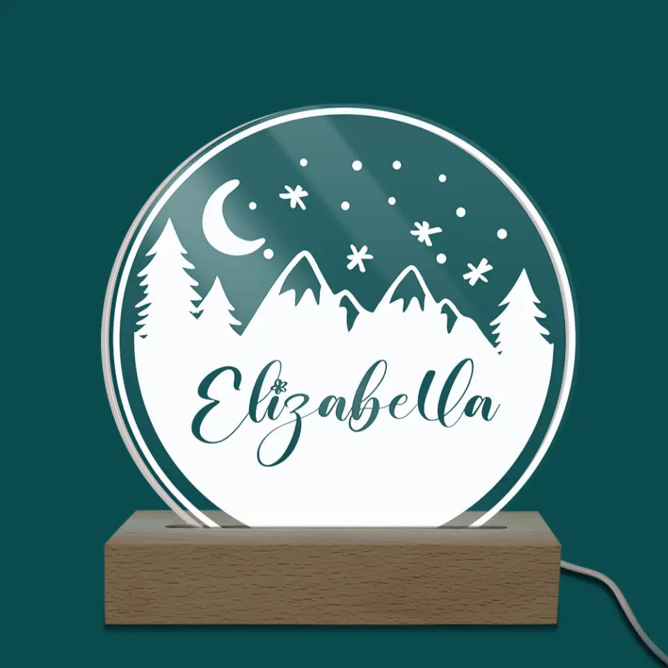 Mountain Night Lamp - Personalized Name Acrylic Night Lamp, Boy Gift, Girl Gift, Gift For Daughter/Son