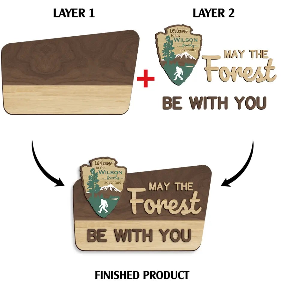 May The Forest Be With You - Personalized 2 Layer Wood Sign, Gift For Camping Lovers