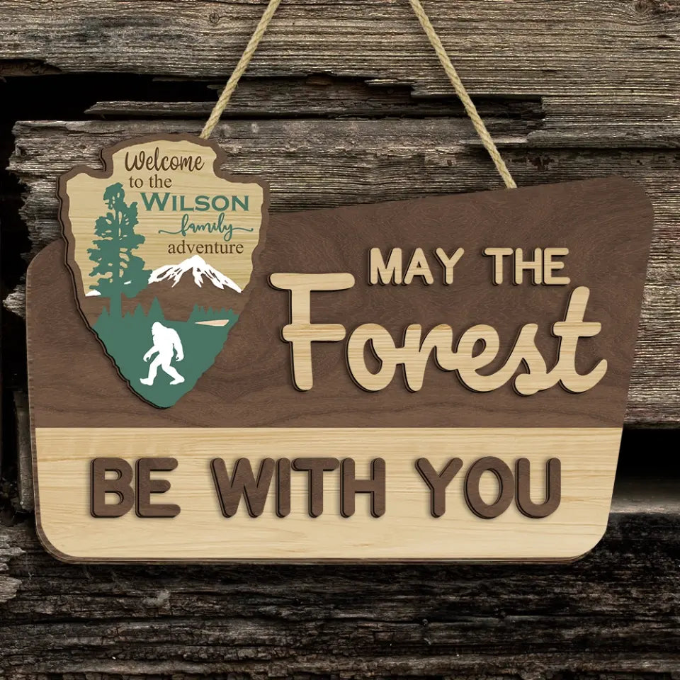 May The Forest Be With You - Personalized 2 Layer Wood Sign, Gift For Camping Lovers