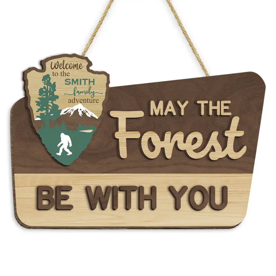 May The Forest Be With You - Personalized 2 Layer Wood Sign, Gift For Camping Lovers