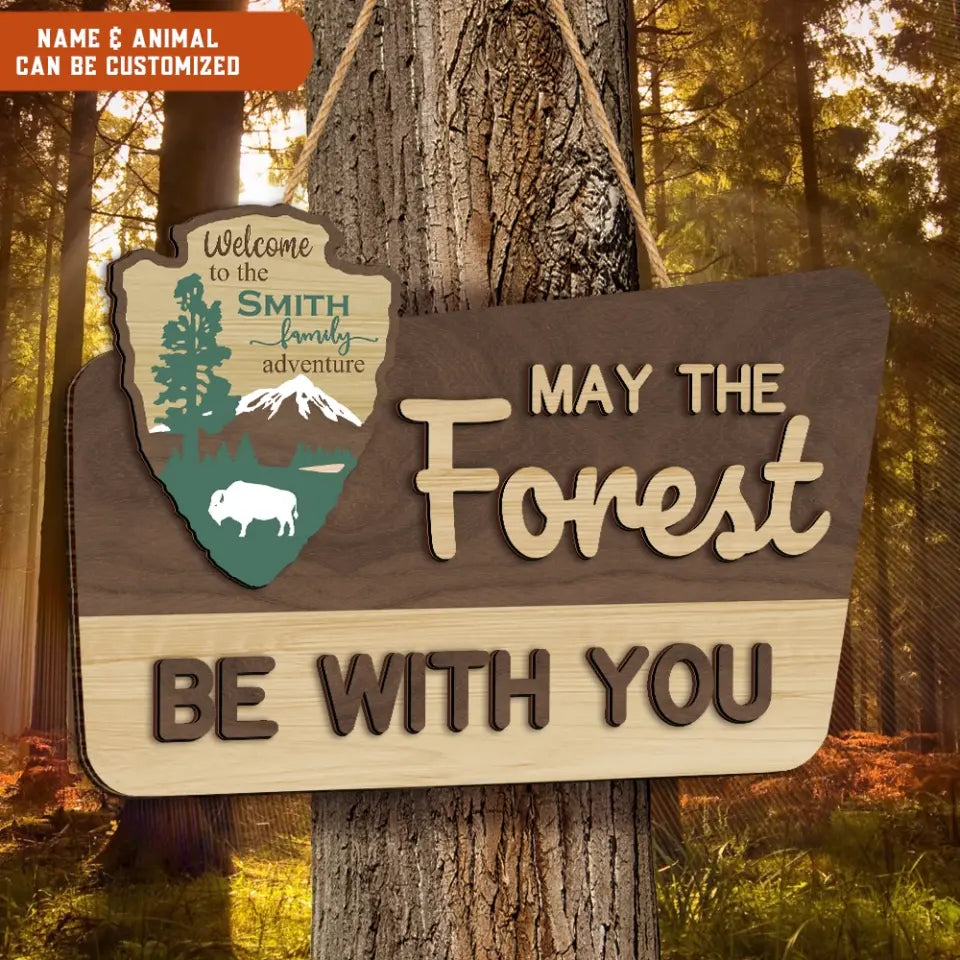 May The Forest Be With You - Personalized 2 Layer Wood Sign, Gift For Camping Lovers