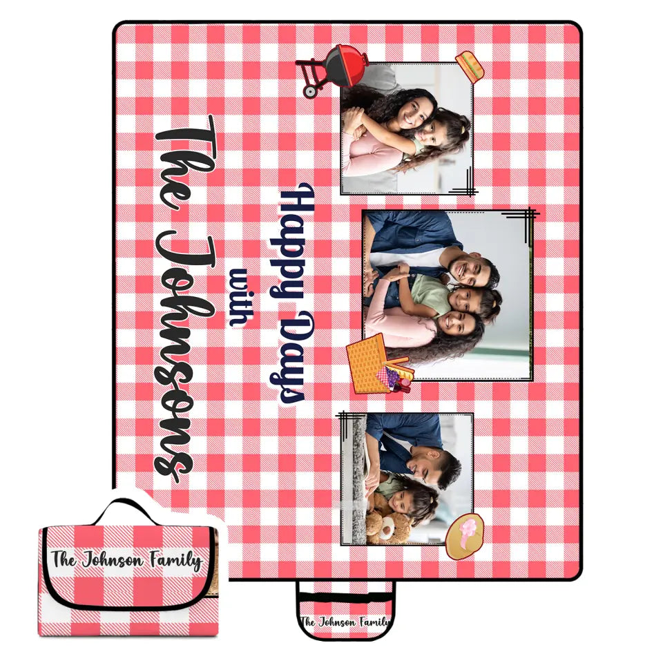 Buffalo Plaid Custom Family Photo - Personalized Picnic Mat, Gifts For Family