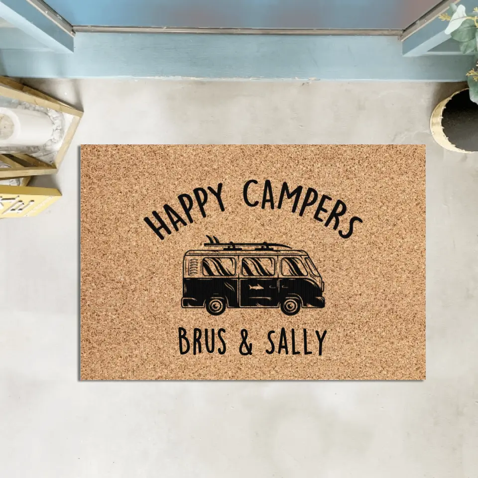 Happy Campers - Personalized Happy Campers Doormat, Welcome Doormat With Camping Names