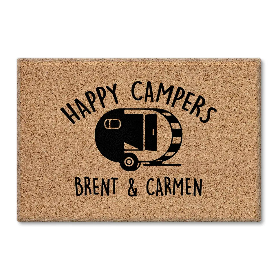 Happy Campers - Personalized Happy Campers Doormat, Welcome Doormat With Camping Names
