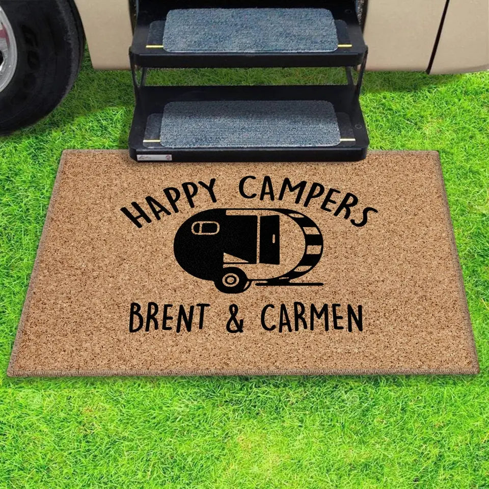 Happy Campers - Personalized Happy Campers Doormat, Welcome Doormat With Camping Names