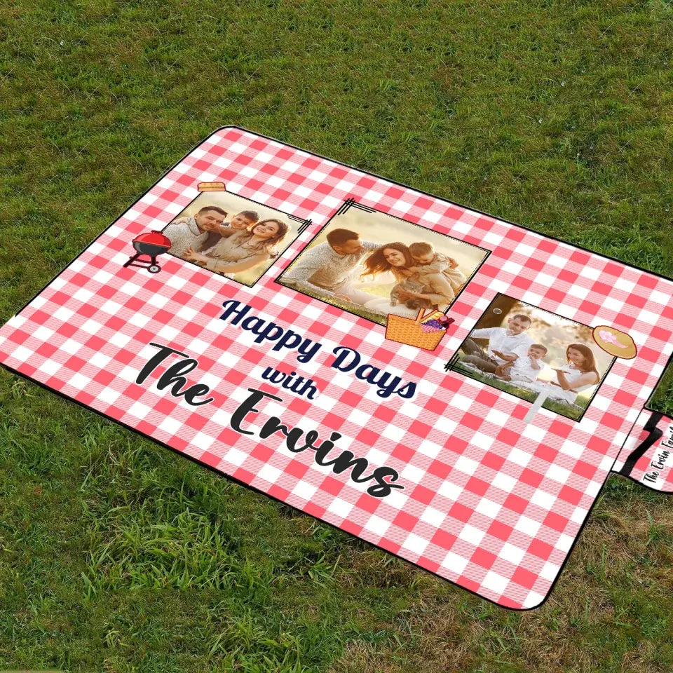 Buffalo Plaid Custom Family Photo - Personalized Picnic Mat, Gifts For Family
