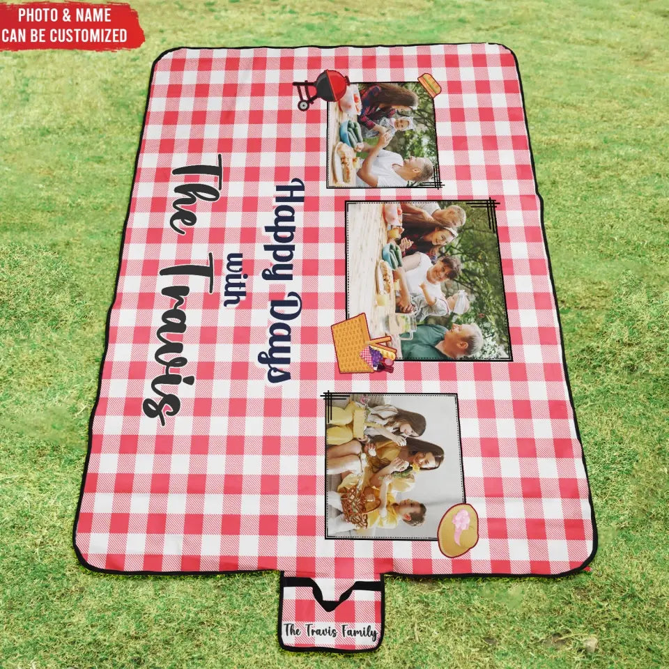 Buffalo Plaid Custom Family Photo - Personalized Picnic Mat, Gifts For Family