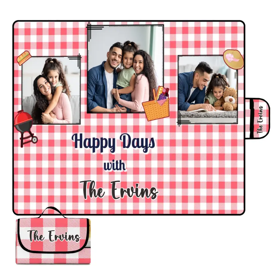 Buffalo Plaid Custom Family Photo - Personalized Picnic Mat, Gifts For Family