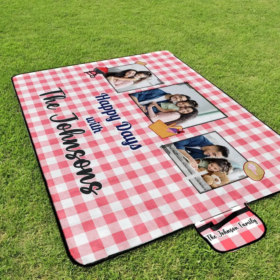 Buffalo Plaid Custom Family Photo - Personalized Picnic Mat, Gifts For Family
