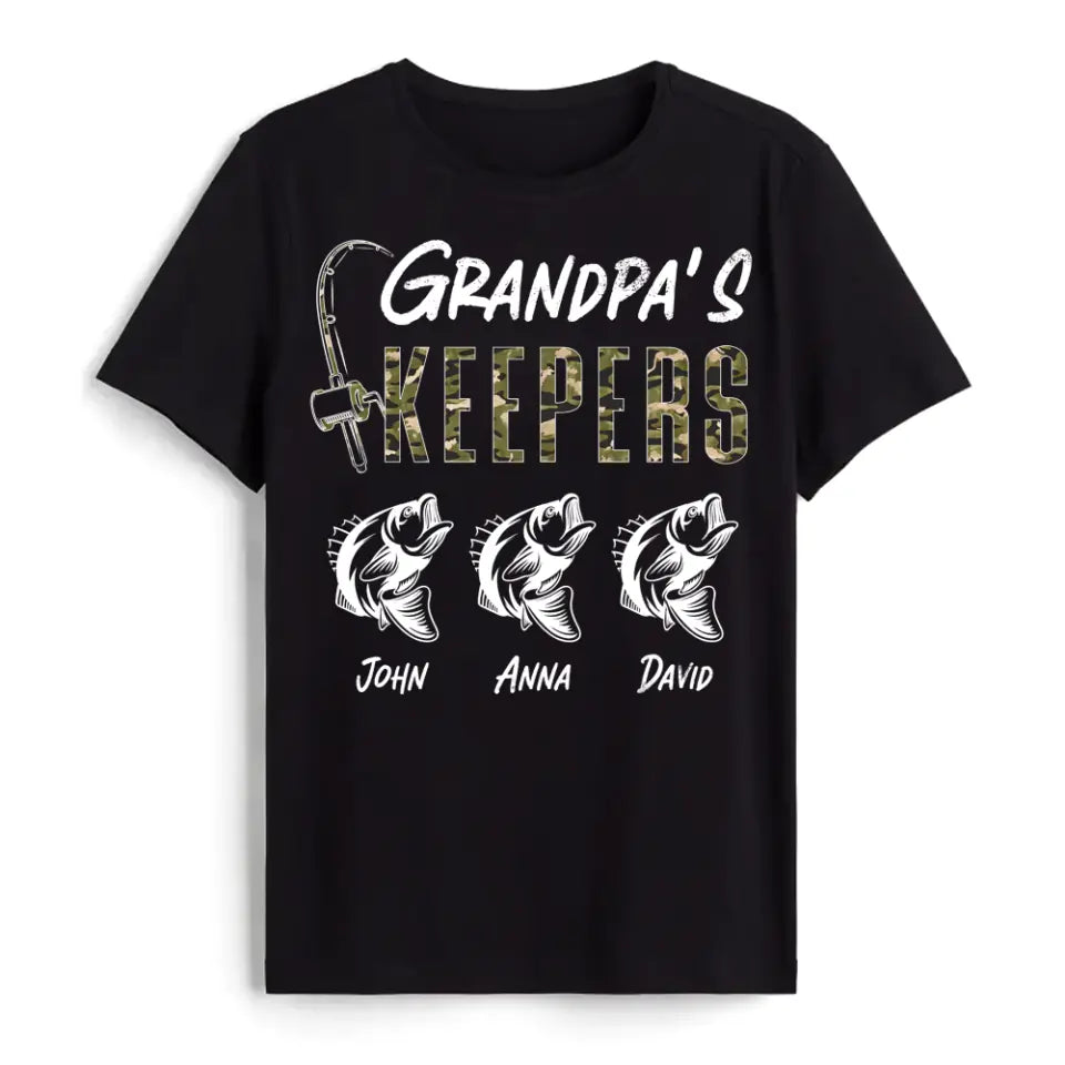 Fishing Papa Grandpa's Keepers Kids - Personalized T-shirt, Fathers Day Gift For Grandpa, Fishing Lovers, Hunting Lovers