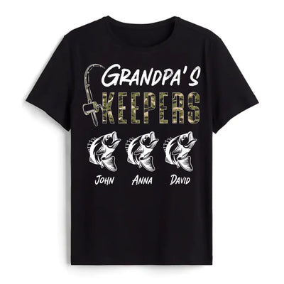 Fishing Papa Grandpa's Keepers Kids - Personalized T-shirt, Fathers Day Gift For Grandpa, Fishing Lovers, Hunting Lovers