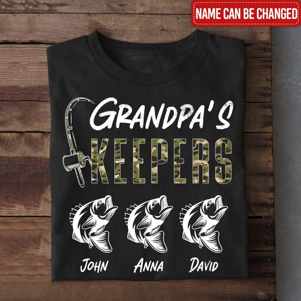 Fishing Papa Grandpa's Keepers Kids - Personalized T-shirt, Fathers Day Gift For Grandpa, Fishing Lovers, Hunting Lovers