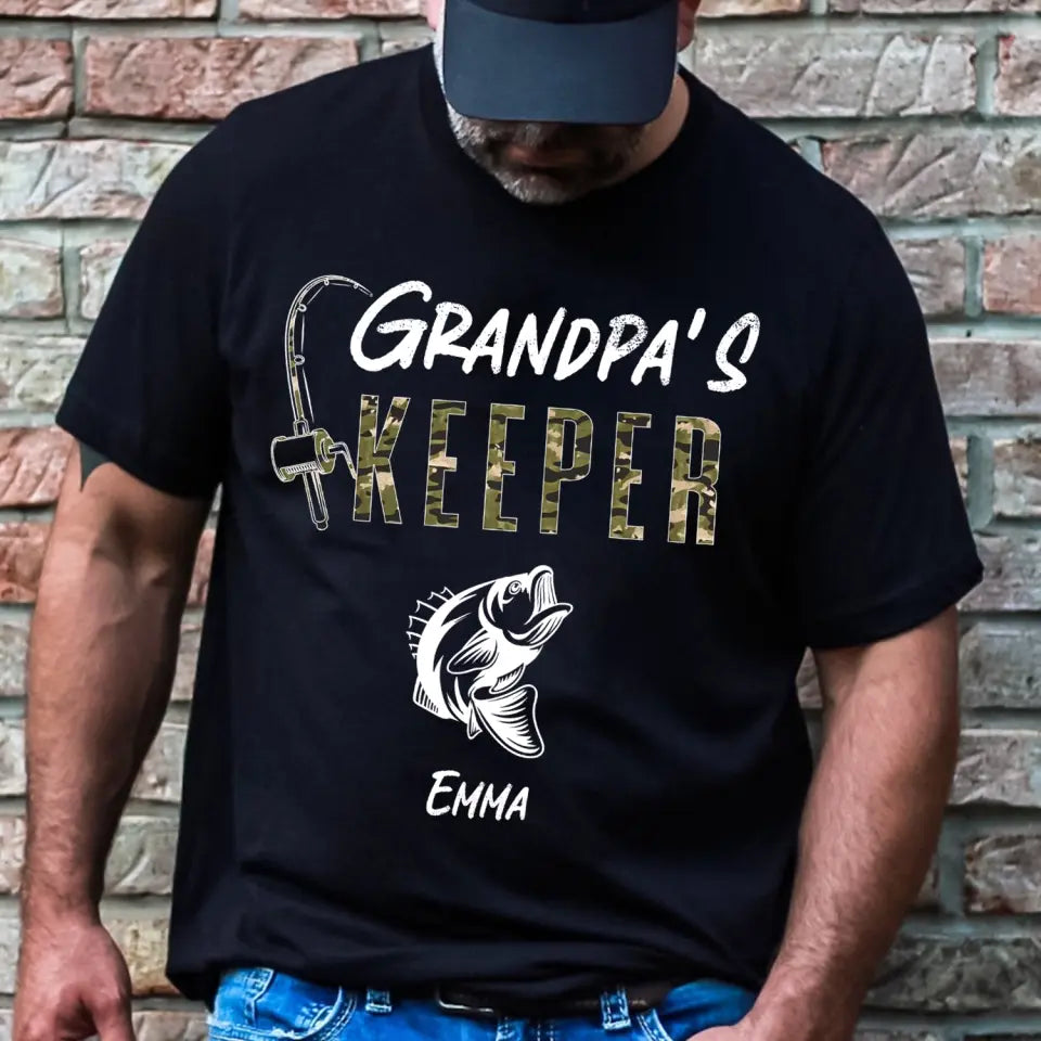 Fishing Papa Grandpa's Keepers Kids - Personalized T-shirt, Fathers Day Gift For Grandpa, Fishing Lovers, Hunting Lovers