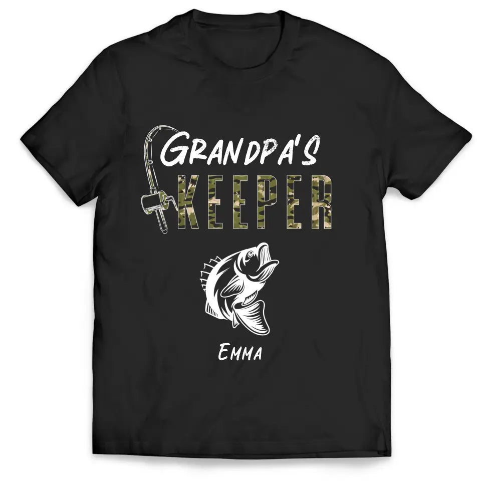 Fishing Papa Grandpa's Keepers Kids - Personalized T-shirt, Fathers Day Gift For Grandpa, Fishing Lovers, Hunting Lovers