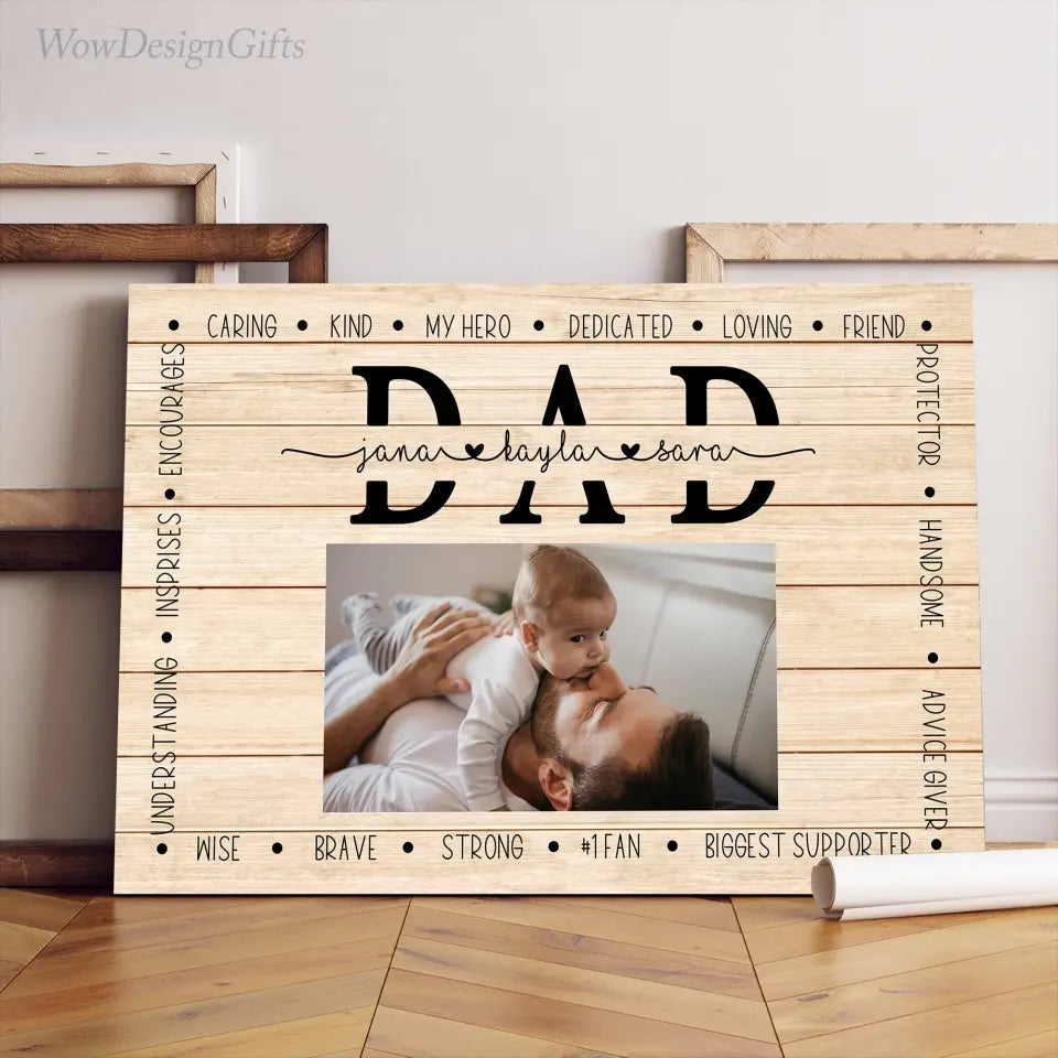 Caring Kind My Hero Dedicated Loving To My Dad - Personalized Canvas, Custom Photo And Nickname, Father's Day Gift For Dad