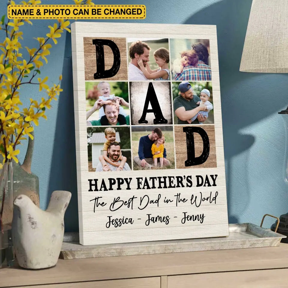 To The Best Dad In The World - Personalized Canvas, Happy Father's Day, Gift For Dad - CA87