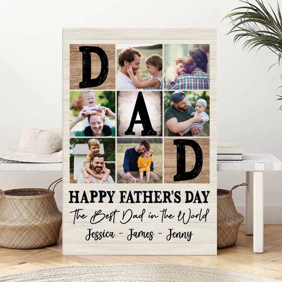 To The Best Dad In The World - Personalized Canvas, Happy Father's Day, Gift For Dad - CA87