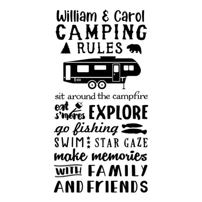 Camping Rules Sit Around The Campfire - Personalized Decal, Camping Decal