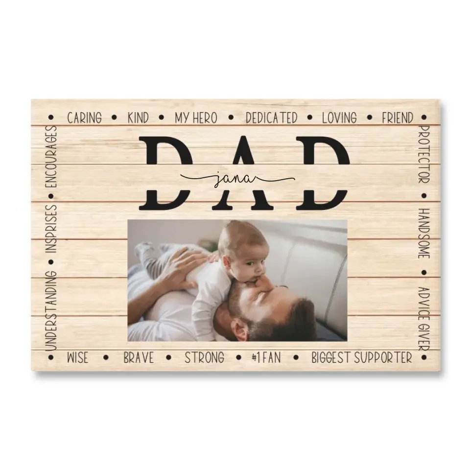 Caring Kind My Hero Dedicated Loving To My Dad - Personalized Canvas, Custom Photo And Nickname, Father's Day Gift For Dad