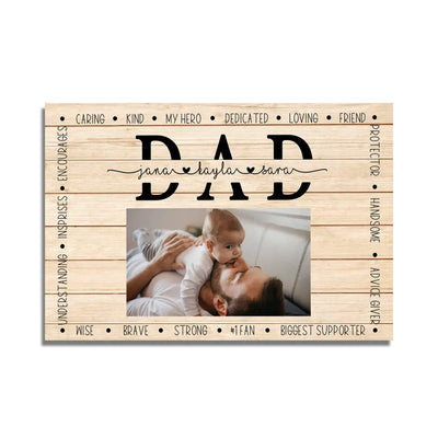 Caring Kind My Hero Dedicated Loving To My Dad - Personalized Canvas, Custom Photo And Nickname, Father's Day Gift For Dad
