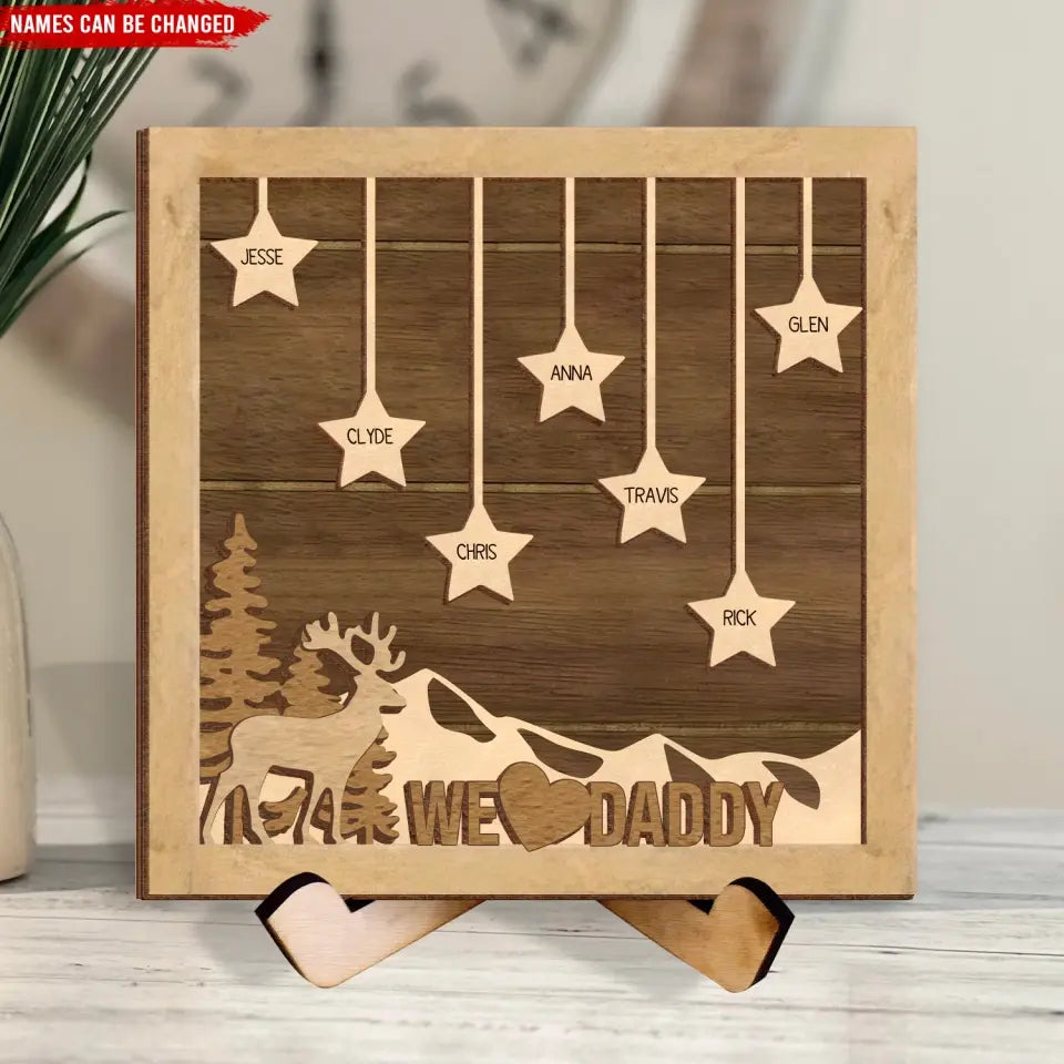 Hunting PAPA Family Tree We Love Grandpa - Personalized Wood Sign with Stand, Father's Day Gift for Grandpa, Hunting Lover