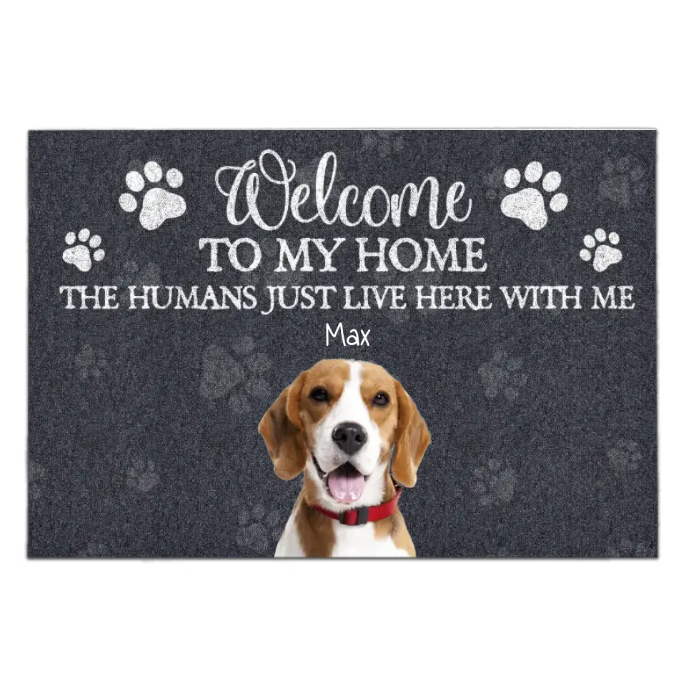 Welcome To Our Home The Humans Just Live Here With Us - Personalized Doormat, Gift For Pet Lover, Custom Dog Photo