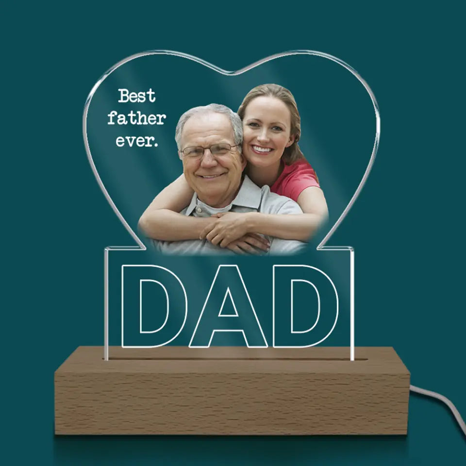 Best Father Ever - Personalized Acrylic Lamp, Gift For Dad, Happy Father&#39;s Day