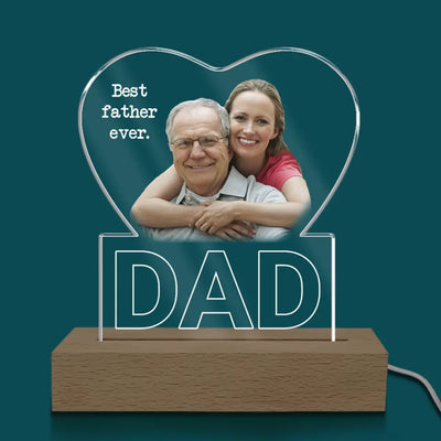 Best Father Ever - Personalized Acrylic Lamp, Gift For Dad, Happy Father's Day