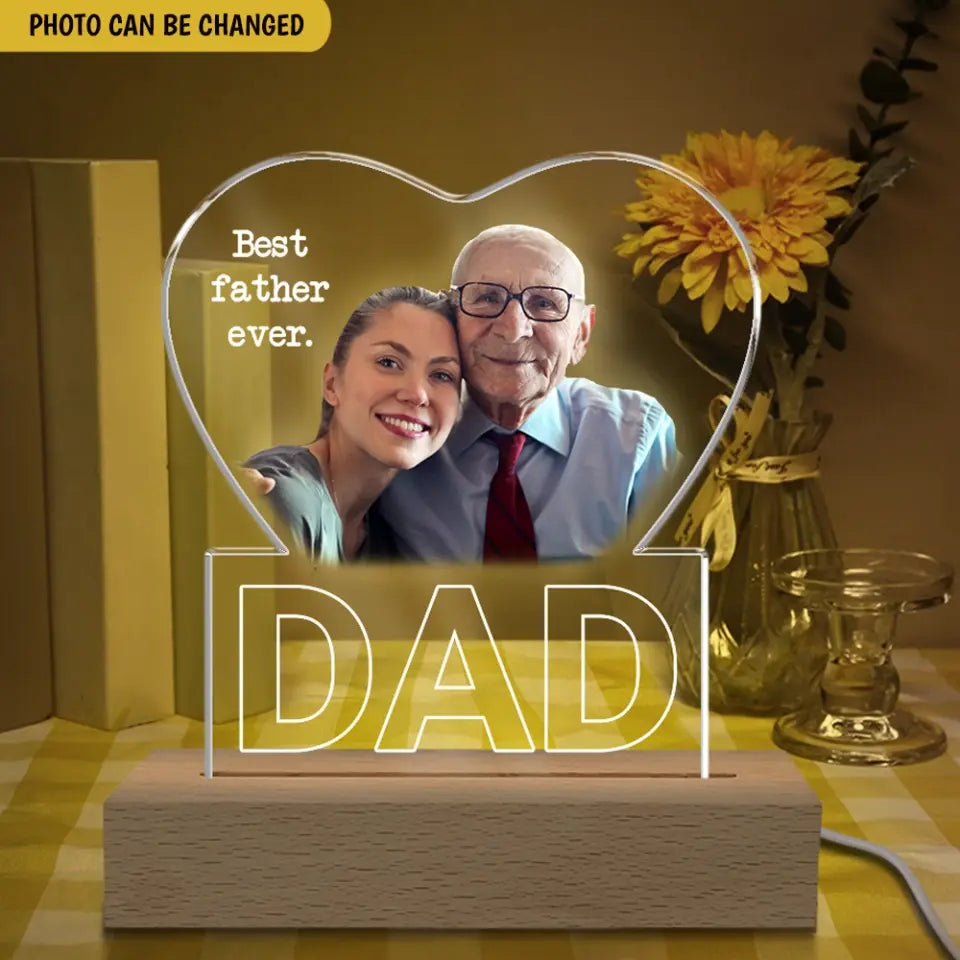 Best Father Ever - Personalized Acrylic Lamp, Gift For Dad, Happy Father's Day