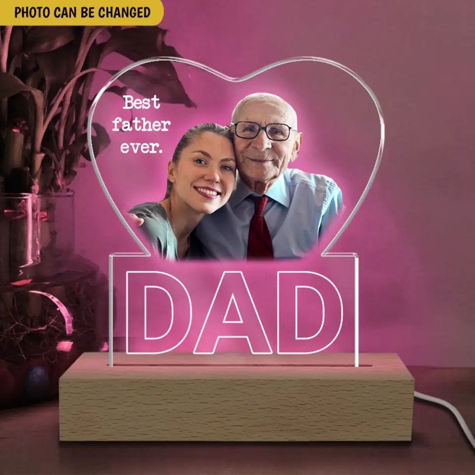 Best Father Ever - Personalized Acrylic Lamp, Gift For Dad, Happy Father's Day