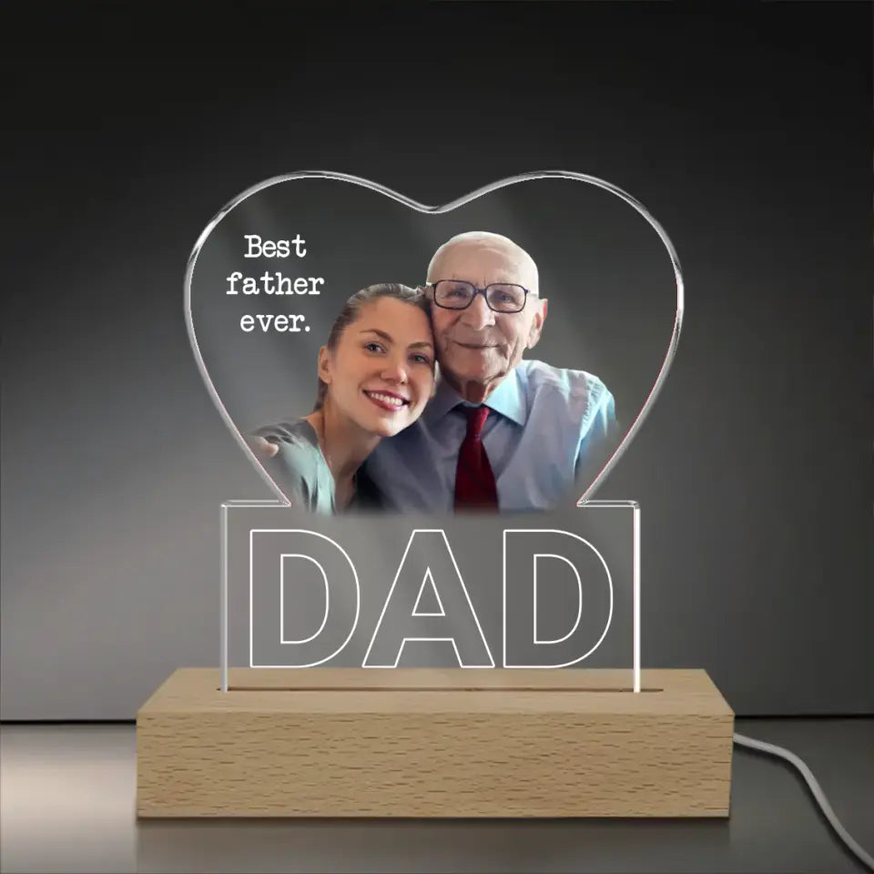 Best Father Ever - Personalized Acrylic Lamp, Gift For Dad, Happy Father's Day