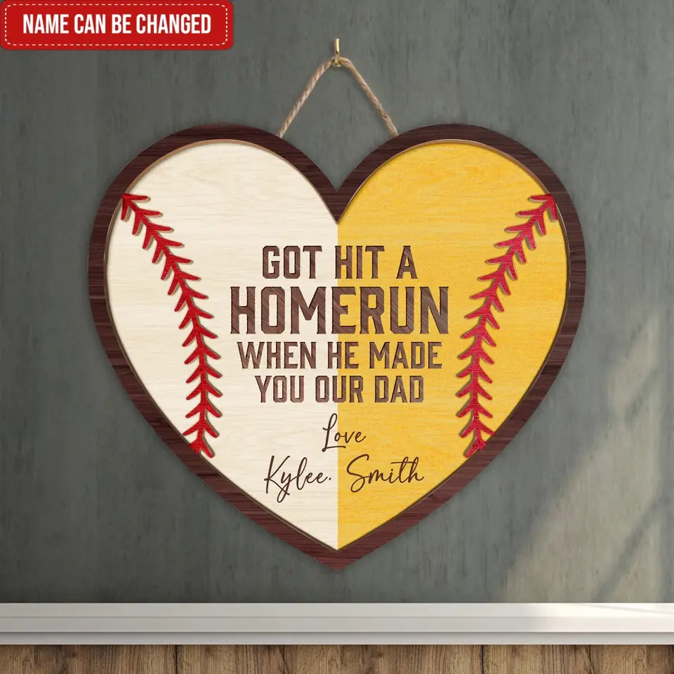 Sofball Baseball God Hit A Homerun - Personalized Wood Sign, Gift for Dad, Gift For Mom, Baseball Lovers