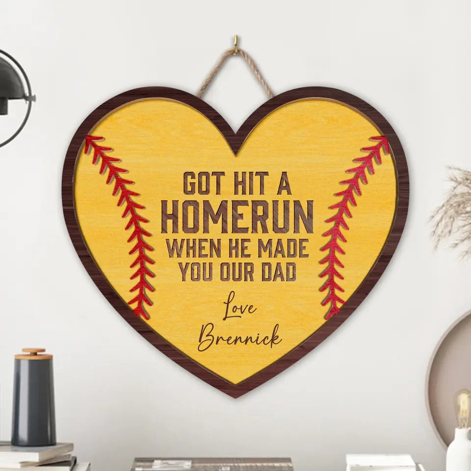 Sofball Baseball God Hit A Homerun - Personalized Wood Sign, Gift for Dad, Gift For Mom, Baseball Lovers