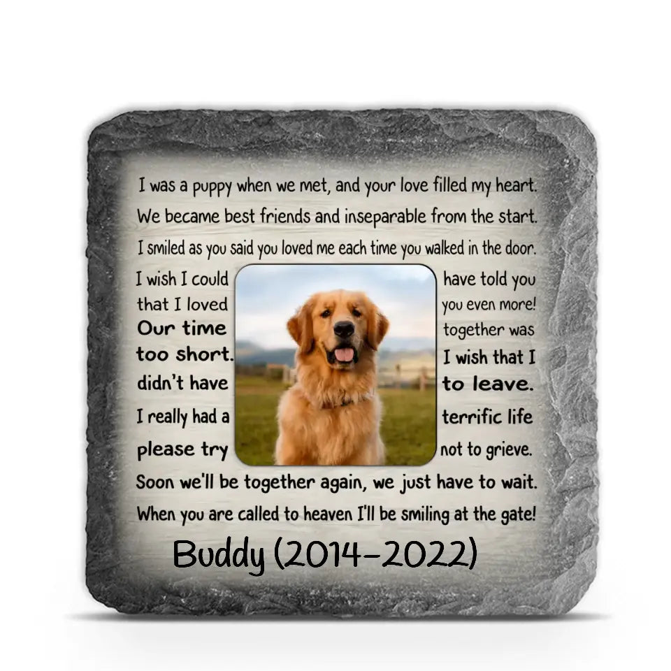 I Was A Puppy When We Met, Pet Loss Memorial - Personalized Memorial Stone