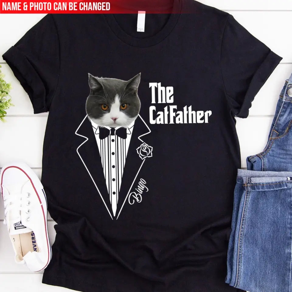 The DogFather/ CatFather - Personalized T-Shirt, Happy Father's Day, Dog Dad Gift, Cat Dad Gift