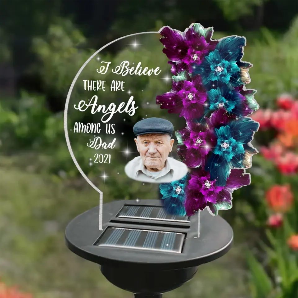 I Believe There Are Angels Among Us - Personalized Memorial Solar Light, Memorial Gift Ideas