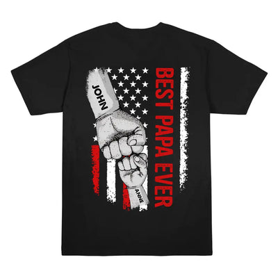 American Flag Best Dad Ever First Bump - Personalized T-shirt, Father's Day Gift, Custom Kid Names Gift For Daddy