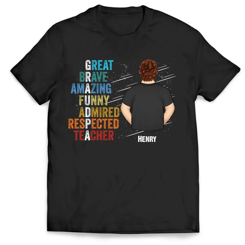Great Brave Amazing Funny Teacher Grandpa - Personalized T-shirt, Father's Day Gift For Dad, Grandpa