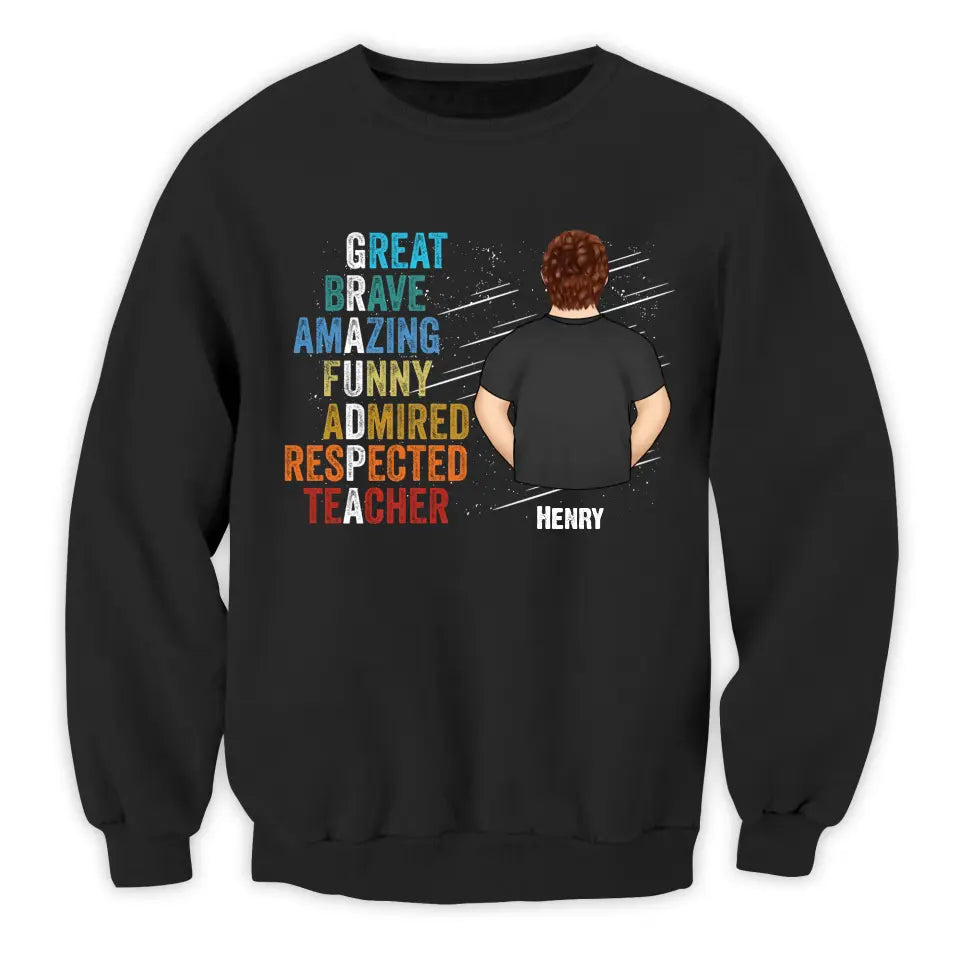 Great Brave Amazing Funny Teacher Grandpa - Personalized T-shirt, Father's Day Gift For Dad, Grandpa
