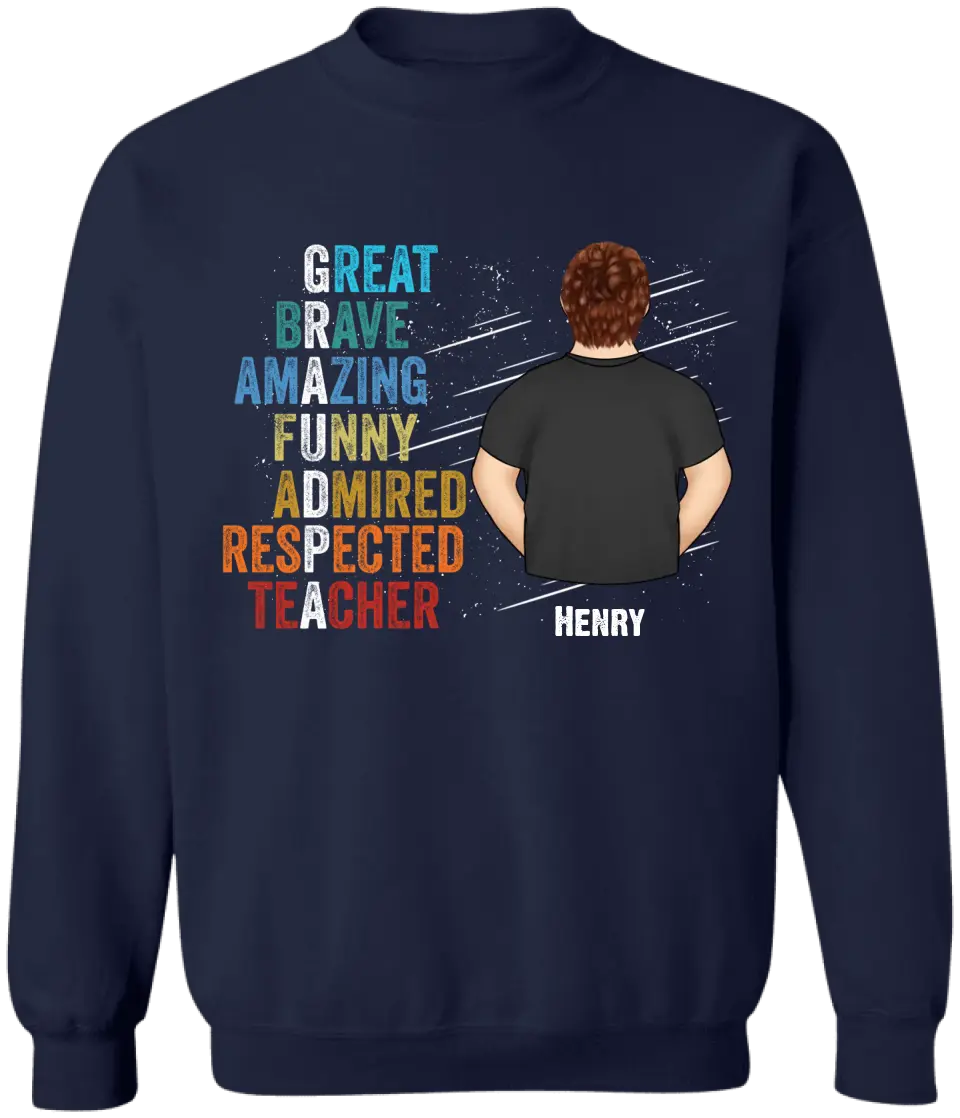 Great Brave Amazing Funny Teacher Grandpa - Personalized T-shirt, Father's Day Gift For Dad, Grandpa