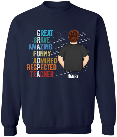 Great Brave Amazing Funny Teacher Grandpa - Personalized T-shirt, Father's Day Gift For Dad, Grandpa