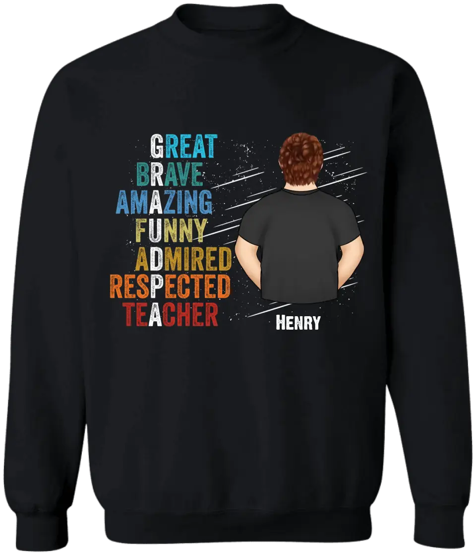 Great Brave Amazing Funny Teacher Grandpa - Personalized T-shirt, Father's Day Gift For Dad, Grandpa