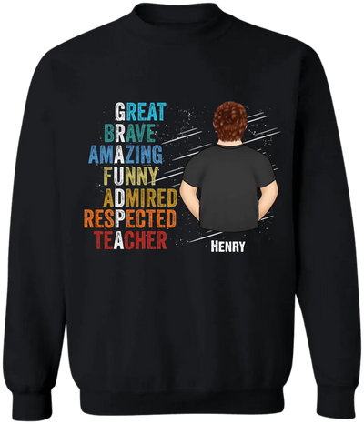 Great Brave Amazing Funny Teacher Grandpa - Personalized T-shirt, Father's Day Gift For Dad, Grandpa