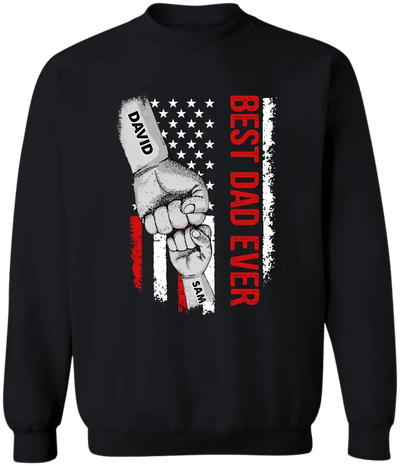 American Flag Best Dad Ever First Bump - Personalized T-shirt, Father's Day Gift, Custom Kid Names Gift For Daddy