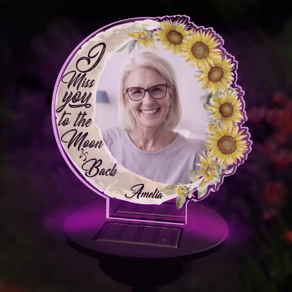 I Miss You To The Moon And Back - Personalized Solar Light, Remembrance Gifts For Loss Of Loved One
