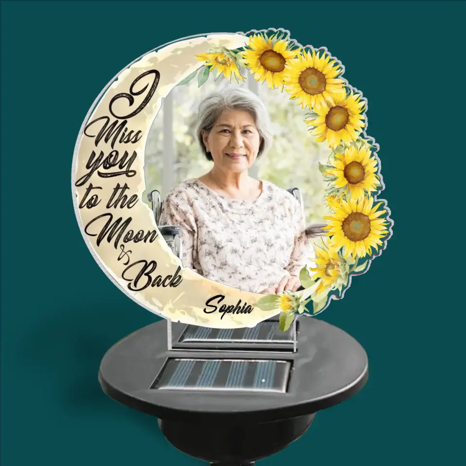 I Miss You To The Moon And Back - Personalized Solar Light, Remembrance Gifts For Loss Of Loved One